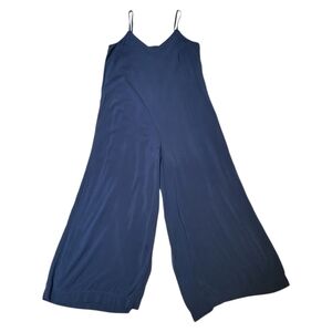 LOFT Blue Petite Spaghetti Strap Jumpsuit with Wide-Leg Design - Size XSP